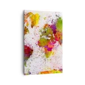 Cuadro sobre lienzo - Impresión de Imagen - Un mapa del mundo colorido en estilo abstracto. - 80x120cm - De alguna manera, simplemente quedó así - Decoración de pared moderna para salón y dormitorio ARTTOR