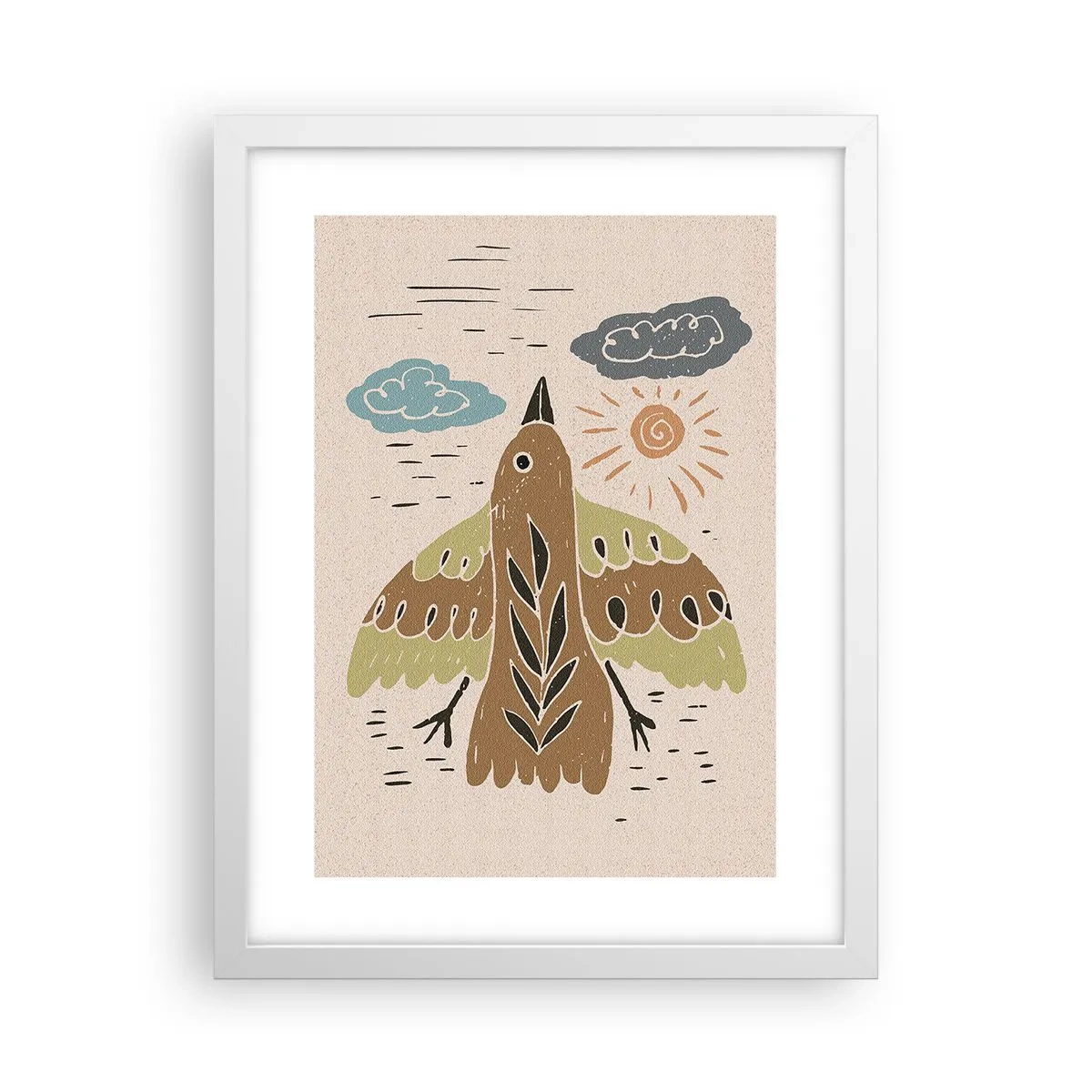 Póster en marco blanco - Vuelo alegre - 30x40 cm