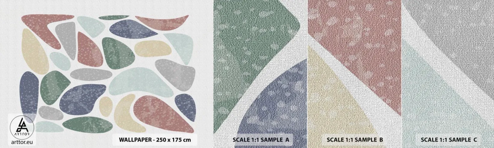 Muestra de fotomural Premium Canvas - Mosaico de colores empolvados - Minimalismo, Pastel, bohemia - 100x30 cm