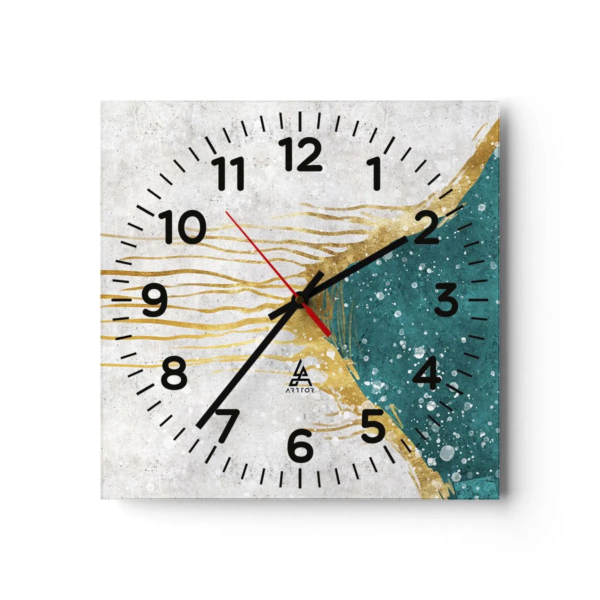 Reloj de pared - Reloj de vidrio - Marea dorada - 30x30 cm