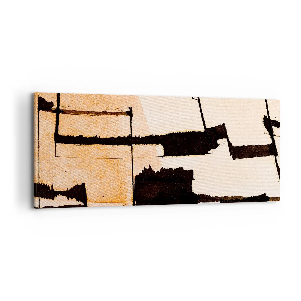 Cuadro sobre lienzo - Impresión de Imagen - Patrones geométricos en tonos marrones y beige. - 120x50cm - Aun así hay orden - Decoración de pared moderna para salón y dormitorio ARTTOR