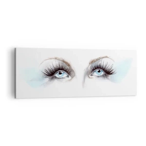Cuadro sobre lienzo - Impresión de Imagen - Acuarela con ojos azules y acentos delicados. - 140x50cm - ¿Los ojos de un ángel? - Decoración de pared moderna para salón y dormitorio ARTTOR
