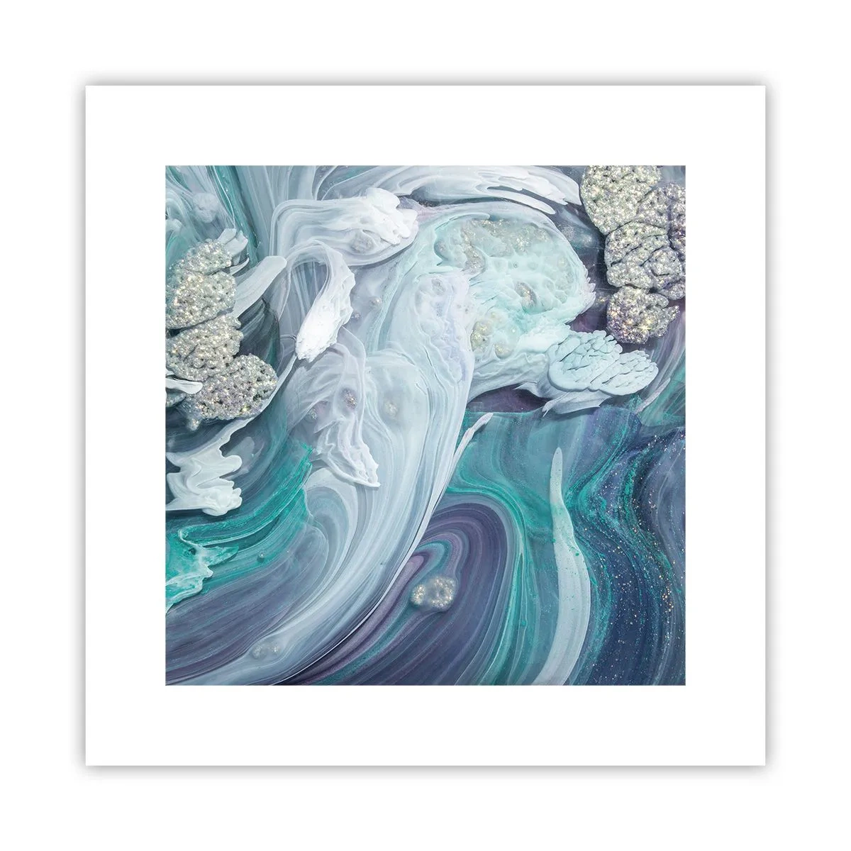 Póster - Corrientes de azul - 30x30 cm