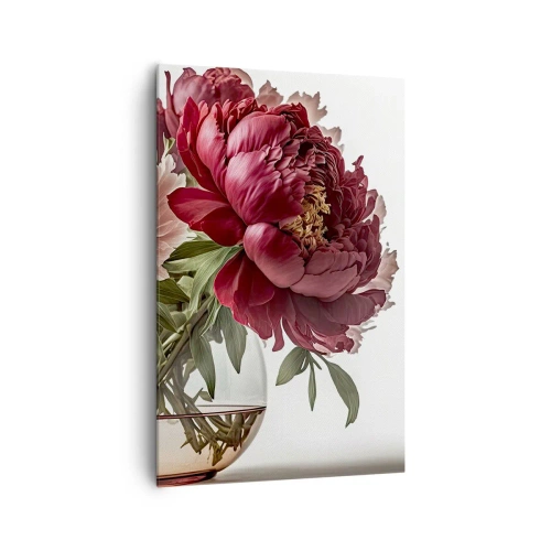 Cuadro sobre lienzo - Impresión de Imagen - Un ramo de peonías en tonos rosa y rojo. - 80x120cm - En plena floración de la belleza - Decoración de pared moderna para salón y dormitorio ARTTOR