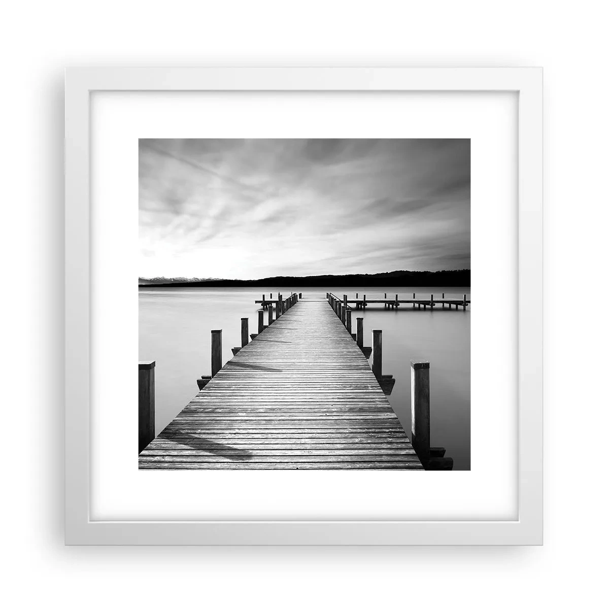 Póster en marco blanco - En el lago de la paz - 30x30 cm