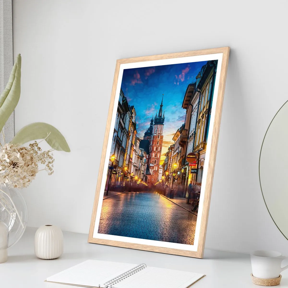 Póster en marco roble claro - El encanto de Cracovia - 50x70 cm