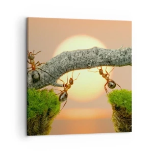 Cuadro sobre lienzo - Impresión de Imagen - Trabajar juntos con alegría - 60x60 cm