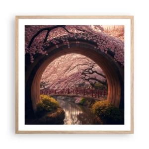 Póster en marco roble claro - Primavera japonesa - 60x60 cm