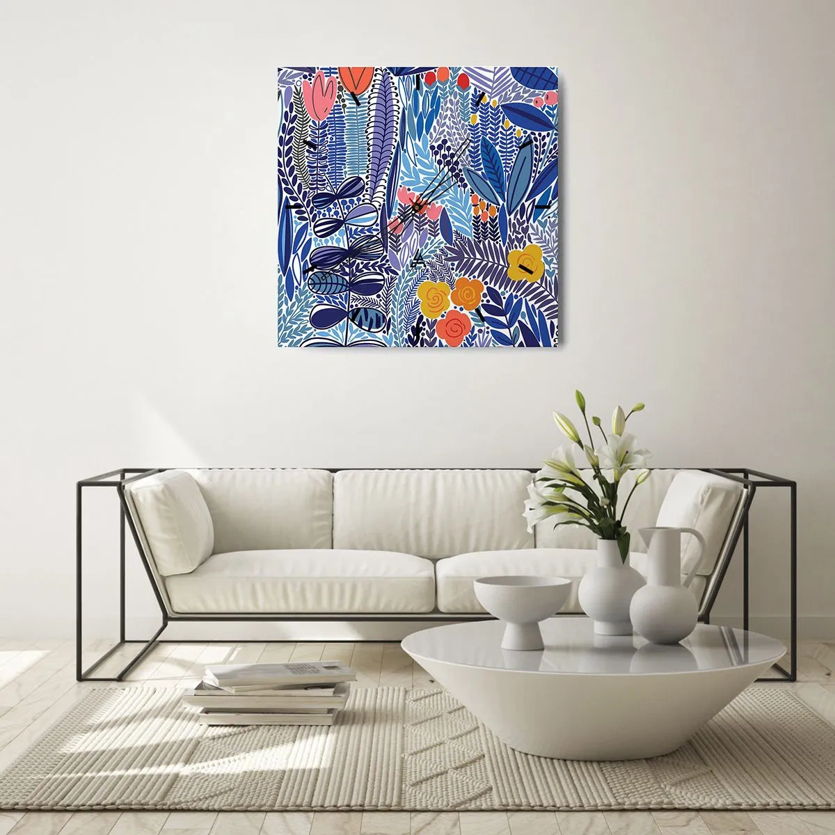 Reloj de pared - Reloj de vidrio - Jardín hawaiano - 40x40 cm