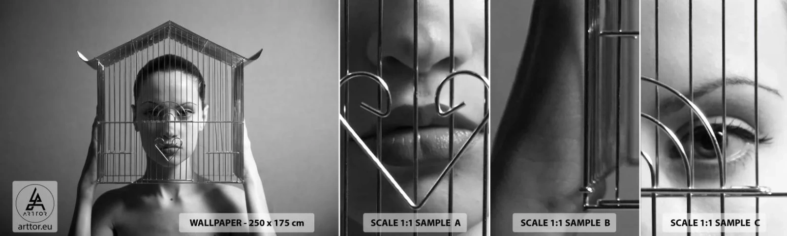 Muestra De Fotomural Standard Eco - Un retrato algo surrealista - Mujer, Pedazo, Modelo - 100x30 cm