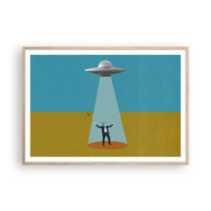 Póster en marco roble claro - Un encuentro cercano - 100x70 cm