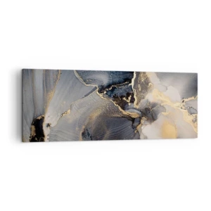 Cuadro sobre lienzo - Impresión de Imagen - Oro abstracto y gris sobre lienzo - 140x50cm - La vida de una piedra - Decoración de pared moderna para salón y dormitorio ARTTOR