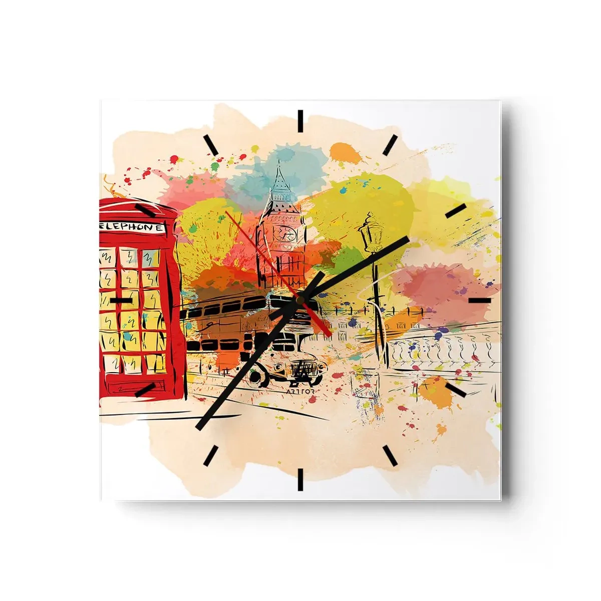 Reloj de pared - Reloj de vidrio - Una ciudad de la diversidad - 40x40 cm