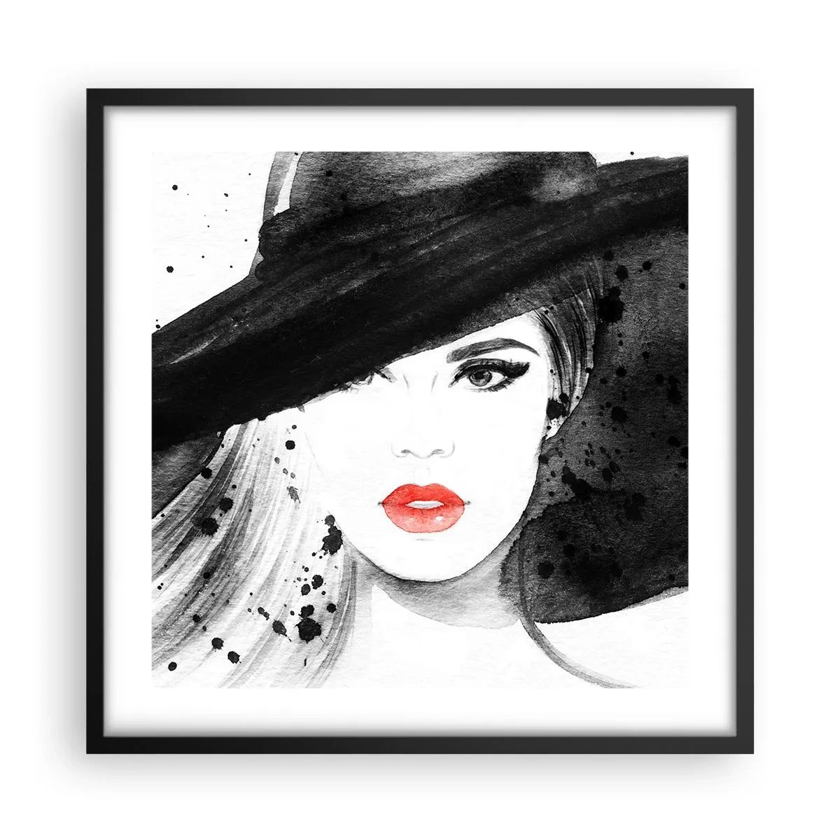 Póster en marco negro - Dama de negro - 50x50 cm