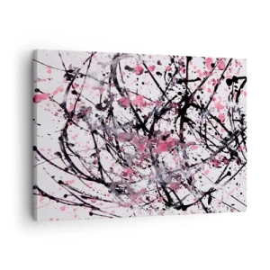 Cuadro sobre lienzo - Impresión de Imagen - Patrón abstracto en tonos rosa, negro y blanco. - 70x50cm - La fugacidad de la vida - Decoración de pared moderna para salón y dormitorio ARTTOR