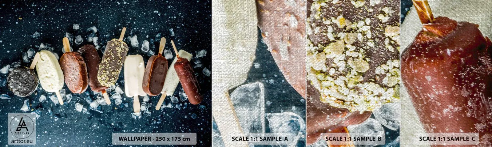 Muestra de fotomural Premium Canvas - El sabor del verano caluroso - Helado, Gastronomía, Alimento - 100x30 cm