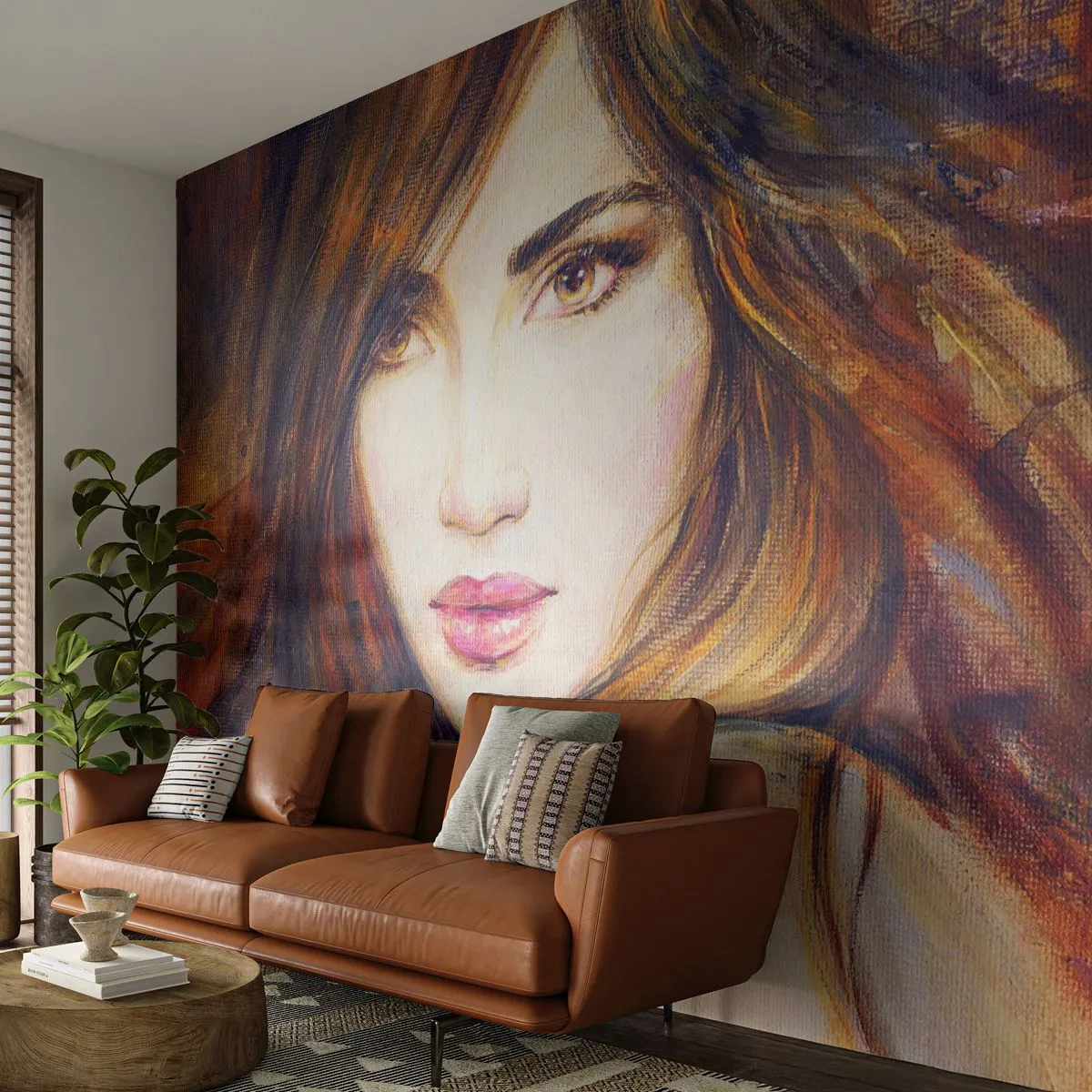 Fotomural Standard Eco - Veo tus pensamientos - cara de mujer, retrato de una mujer, Cabello - 200x140 cm