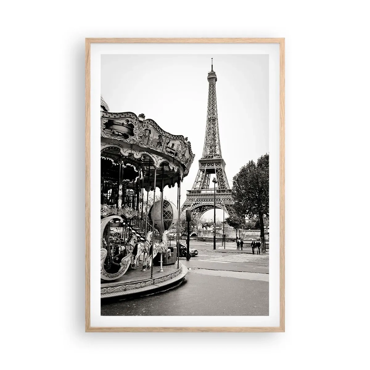 Póster en marco roble claro - Tal diversión solo en París - 61x91 cm