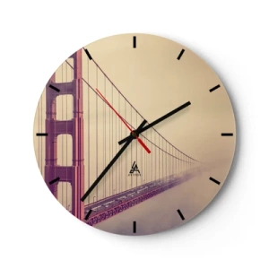 Reloj de pared - Reloj de vidrio - El puente Golden Gate al fondo brumoso - 30x30cm - Entre el cielo y la tierra - Decoración de pared moderna para salón, cocina y dormitorio ARTTOR