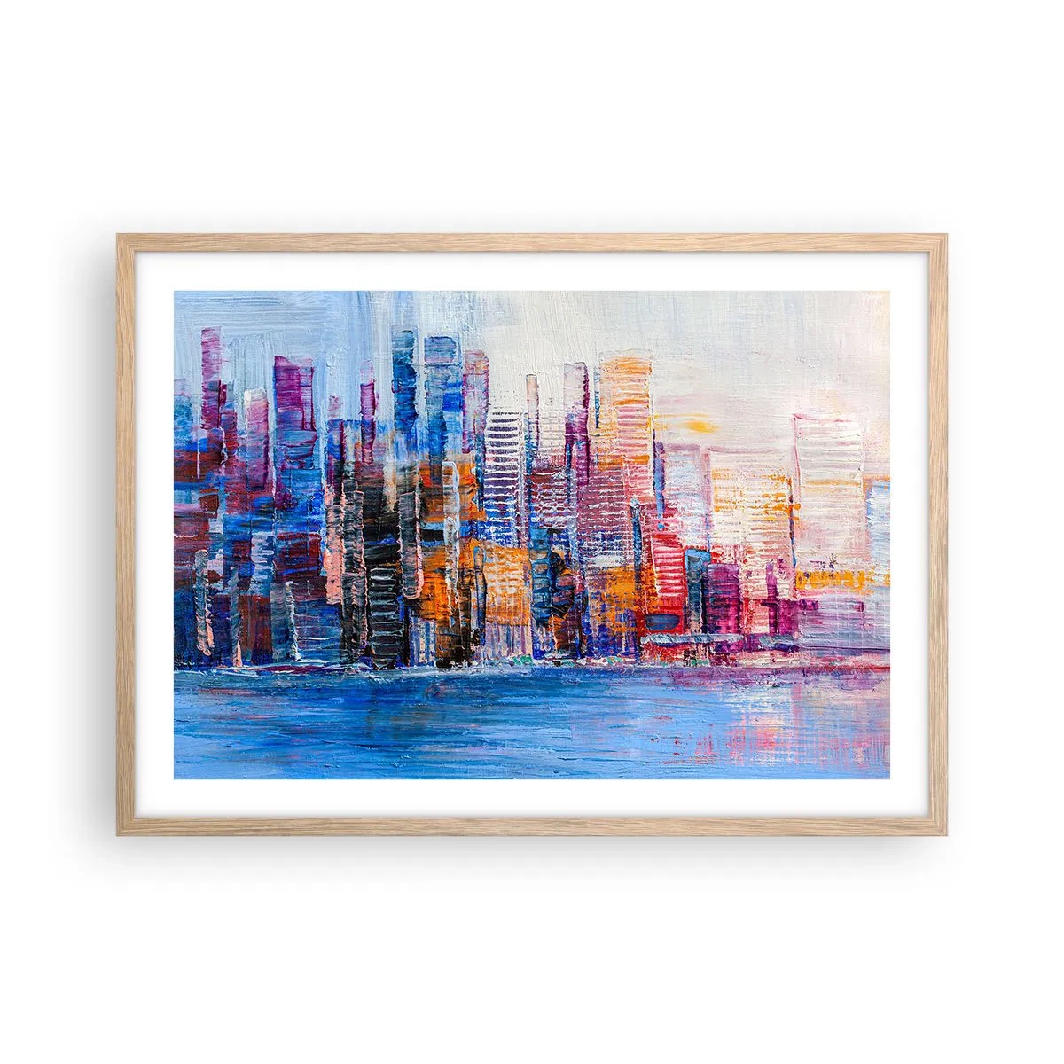 Póster en marco roble claro - Una metrópoli alegre - 70x50 cm