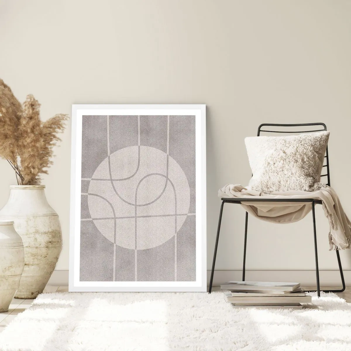 Póster en marco blanco - Circular y rectilíneo - 70x100 cm