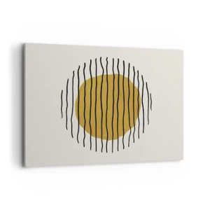 Cuadro sobre lienzo - Impresión de Imagen - Un motivo minimalista con un círculo amarillo y líneas negras. - 100x70cm - Abstracción cálida - Decoración de pared moderna para salón y dormitorio ARTTOR