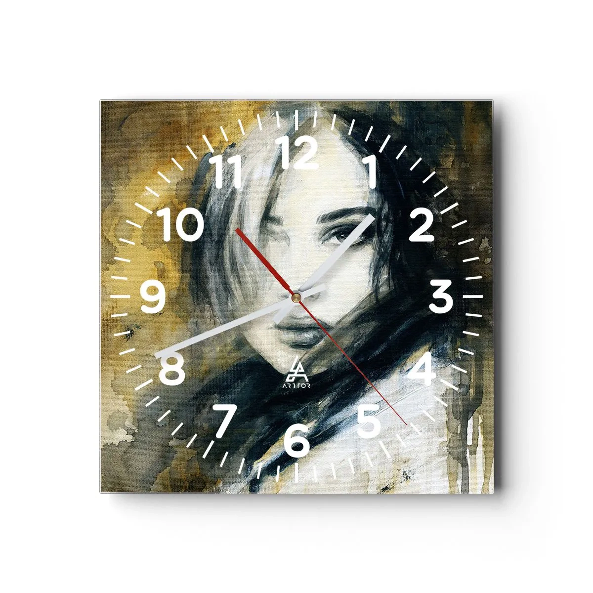 Reloj de pared - Reloj de vidrio - Inocente y sensual - 30x30 cm