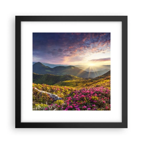 Póster en marco negro - La frescura de una mañana de montaña - 30x30 cm