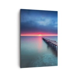 Cuadro sobre lienzo - Impresión de Imagen - Un muelle de madera que conduce directamente al mar al atardecer. - 50x70cm - Entre el cielo y el agua - Decoración de pared moderna para salón y dormitorio ARTTOR