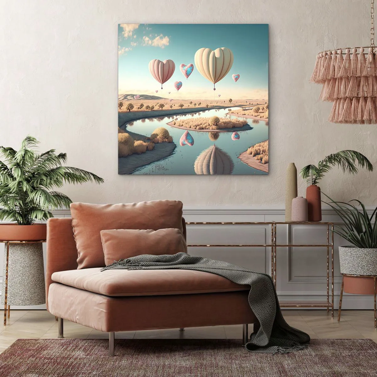 Cuadro sobre lienzo - Impresión de Imagen - El amor te hace volar - 70x70 cm