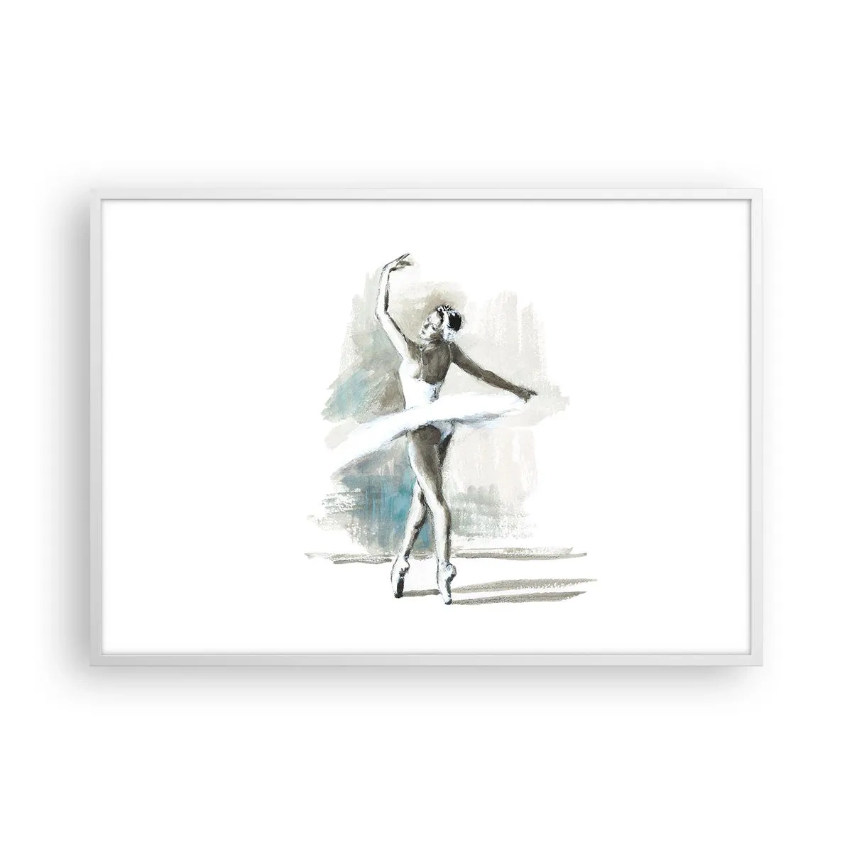 Póster en marco blanco - Encantada por un cisne - 100x70 cm