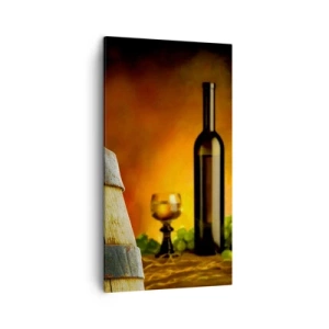 Cuadro sobre lienzo - Impresión de Imagen - Bodegón con botella de vino y racimo de uvas - 45x80 cm