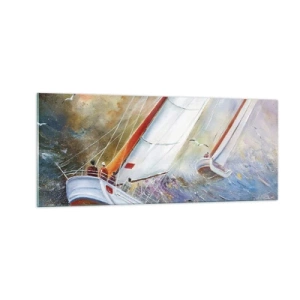Cuadro sobre vidrio - Impresiones sobre Vidrio - Surcando las olas - 100x40 cm