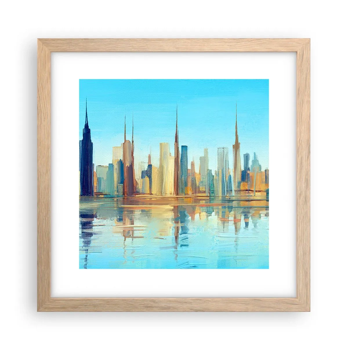 Póster en marco roble claro - Metrópolis soleada - 30x30 cm