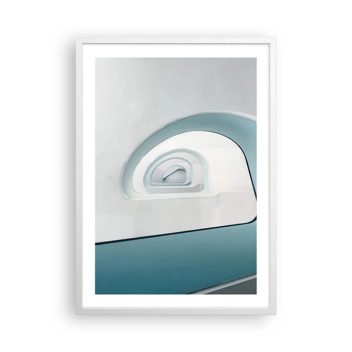 Póster en marco blanco - Espiral del río azul - 50x70 cm