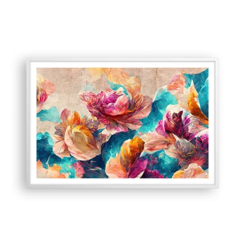 Póster en marco blanco - El colorido esplendor de un ramo - 91x61 cm