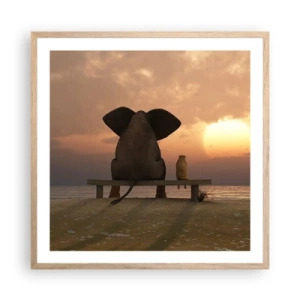 Póster en marco roble claro - Es bueno estar en silencio juntos - 60x60 cm