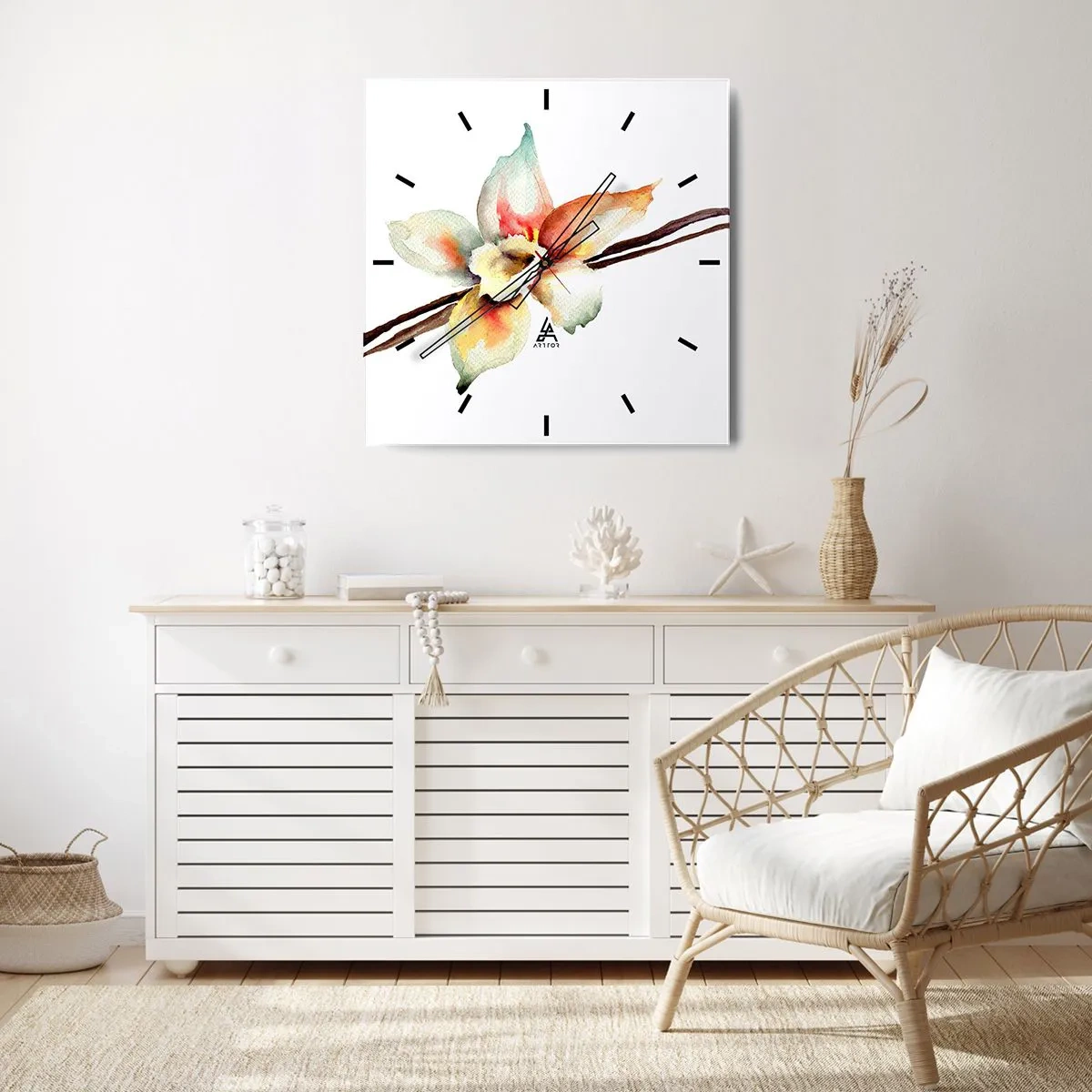Reloj de pared - Reloj de vidrio - Dulzura salpicada de pintura - 40x40 cm