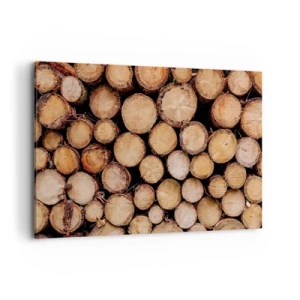 Cuadro sobre lienzo - Impresión de Imagen - Montones de troncos de árboles talados dispuestos en armonía - 120x80cm - Un nuevo comienzo - Decoración de pared moderna para salón y dormitorio ARTTOR