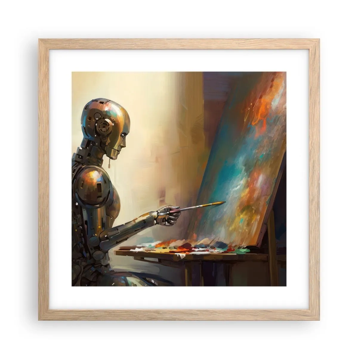 Póster en marco roble claro - Arte del futuro - 40x40 cm