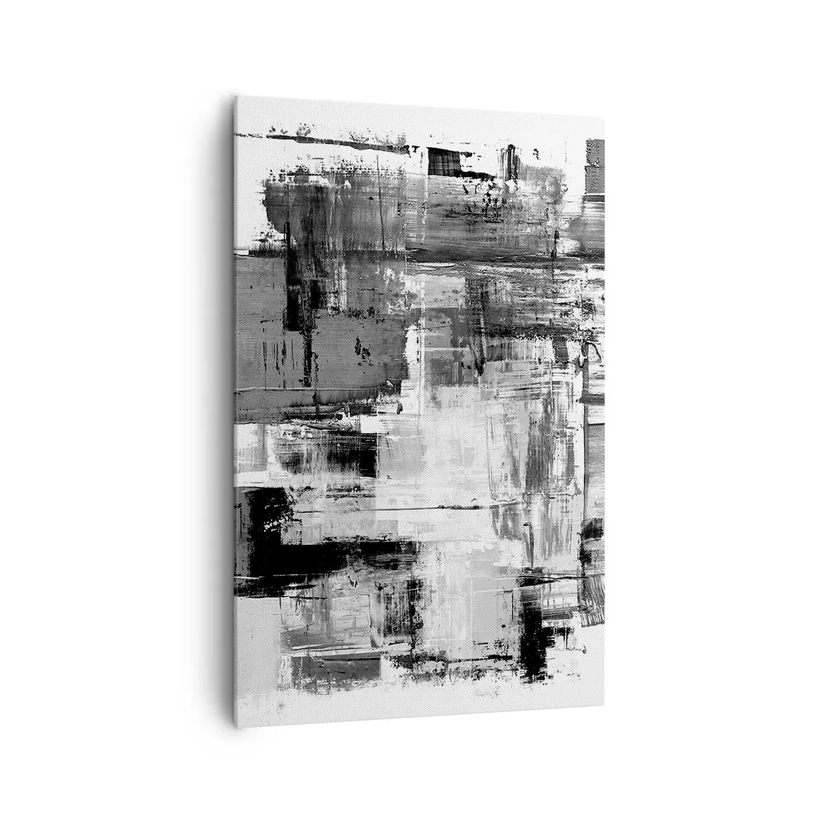 Cuadro sobre lienzo - Impresión de Imagen - Composición abstracta en blanco, negro y gris. - 80x120cm - El gris es hermoso - Decoración de pared moderna para salón y dormitorio ARTTOR