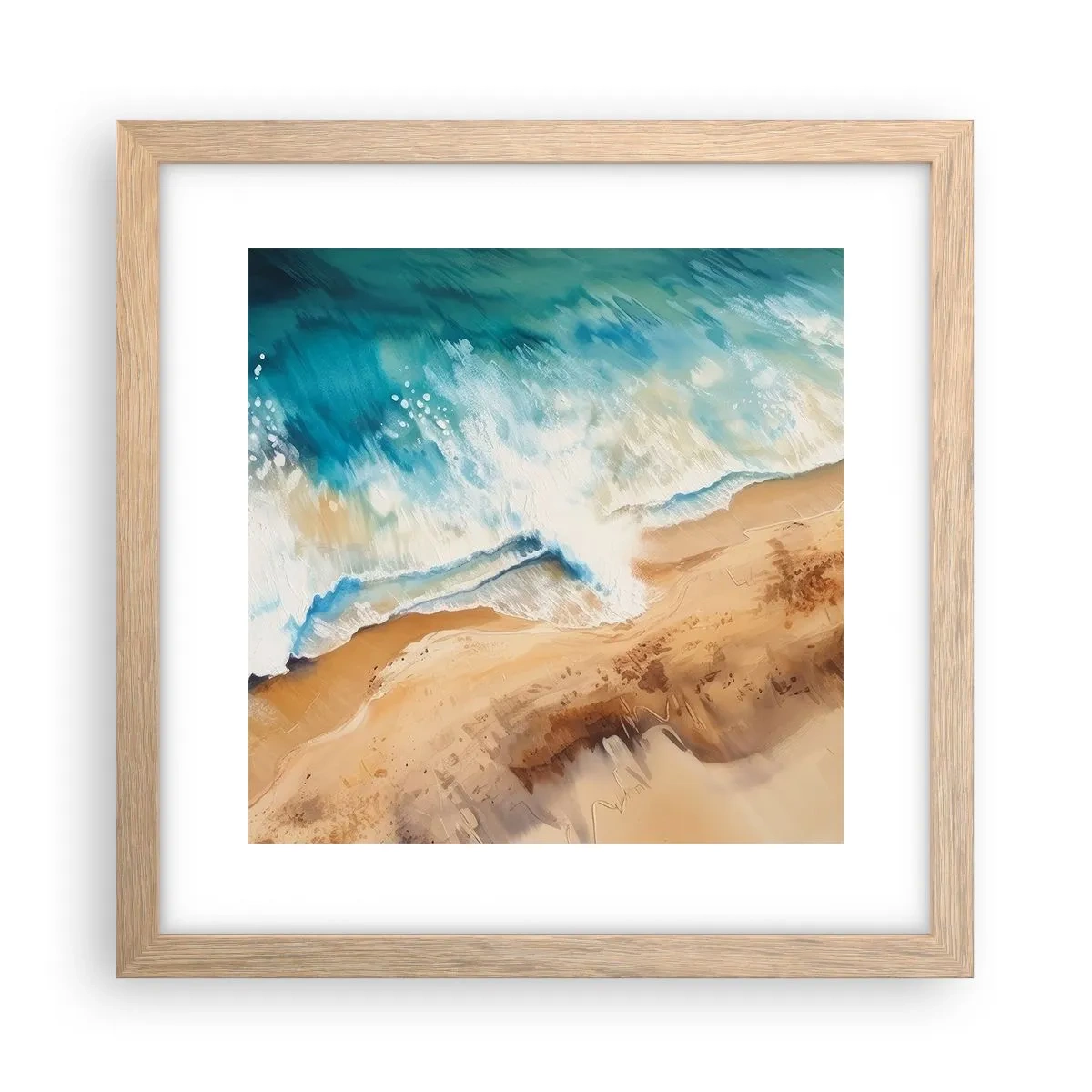 Póster en marco roble claro - Olas recurrentes - 30x30 cm
