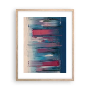 Póster en marco roble claro - Composición vertical en azul y rojo - 40x50 cm