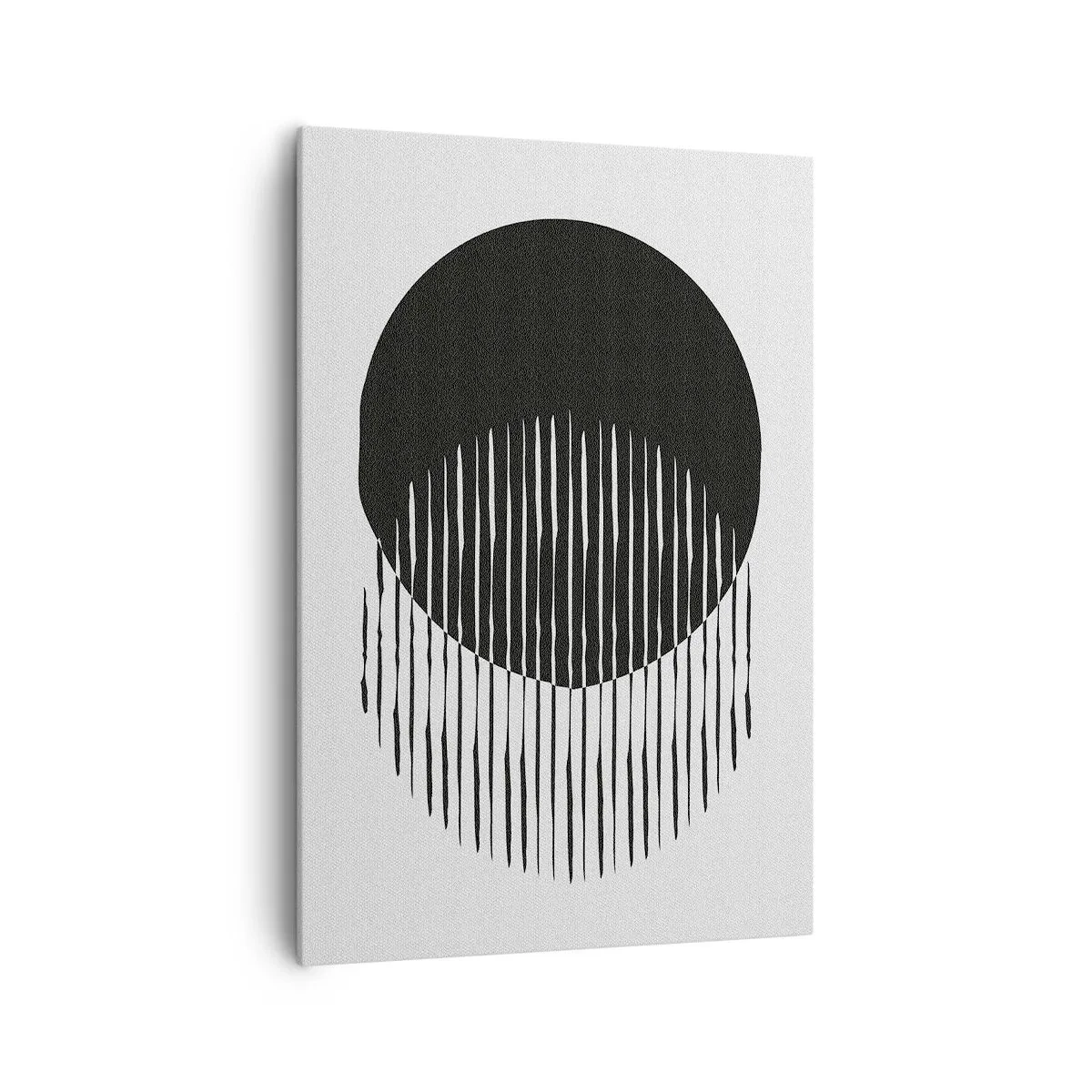Cuadro sobre lienzo - Impresión de Imagen - Dos círculos superpuestos con líneas blancas y negras. - 70x100cm - Su alter ego - Decoración de pared moderna para salón y dormitorio ARTTOR