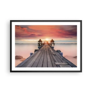 Póster en marco negro - Muelle de madera que conduce a los miradores al atardecer - 70x50cm - De este a oeste - Decoración de pared moderna para salón y dormitorio ARTTOR
