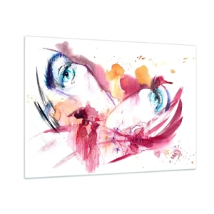 Cuadro sobre vidrio - Impresiones sobre Vidrio - Aspecto abstracto con detalles y figuras coloridas. - 100x70cm - En la cercanía el mundo florece - Decoración de pared moderna para salón y dormitorio ARTTOR