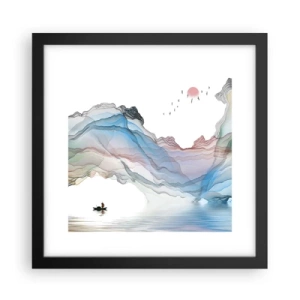 Póster en marco negro - Hacia las montañas de cristal - 30x30 cm