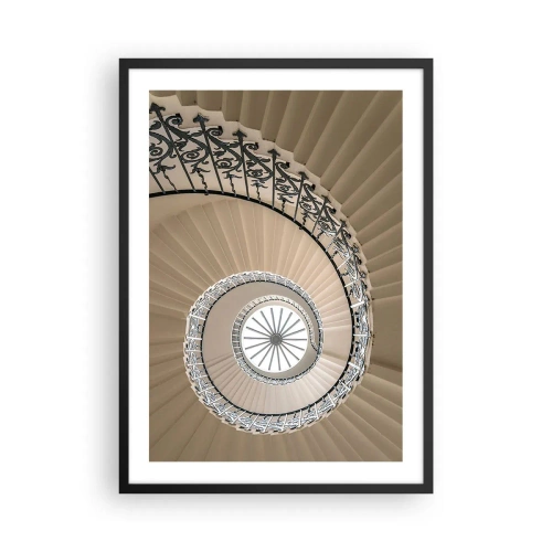 Póster en marco negro - Fotografía de una escalera de caracol con balaustrada decorativa. - 50x70cm - En el interior de una concha - Decoración de pared moderna para salón y dormitorio ARTTOR
