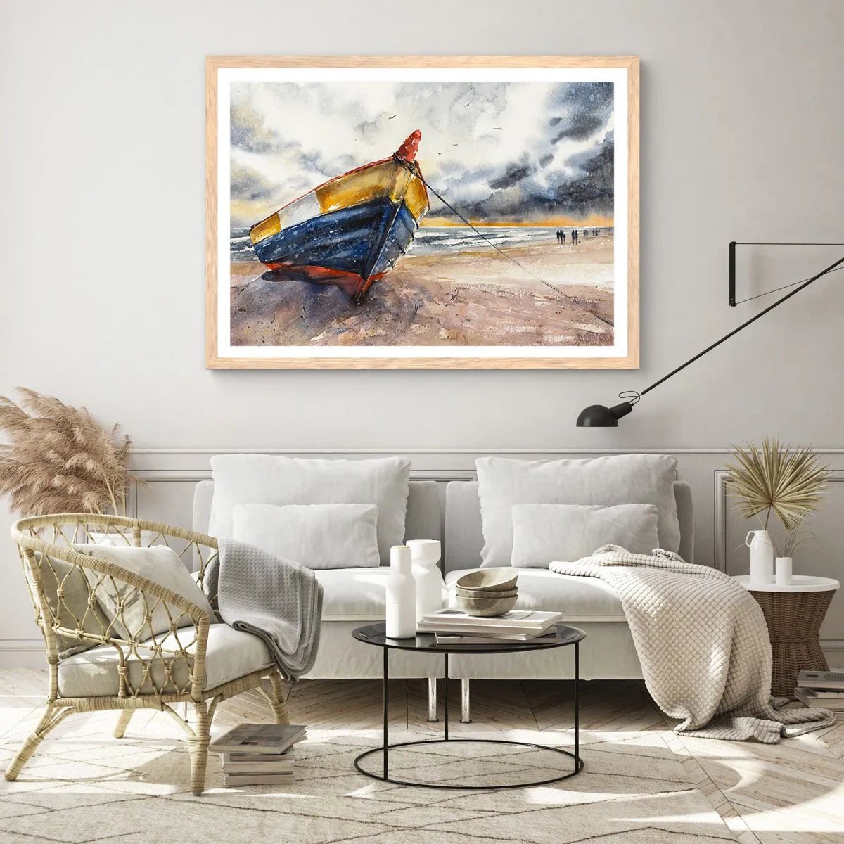 Póster en marco roble claro - Descansando en la orilla - 40x30 cm