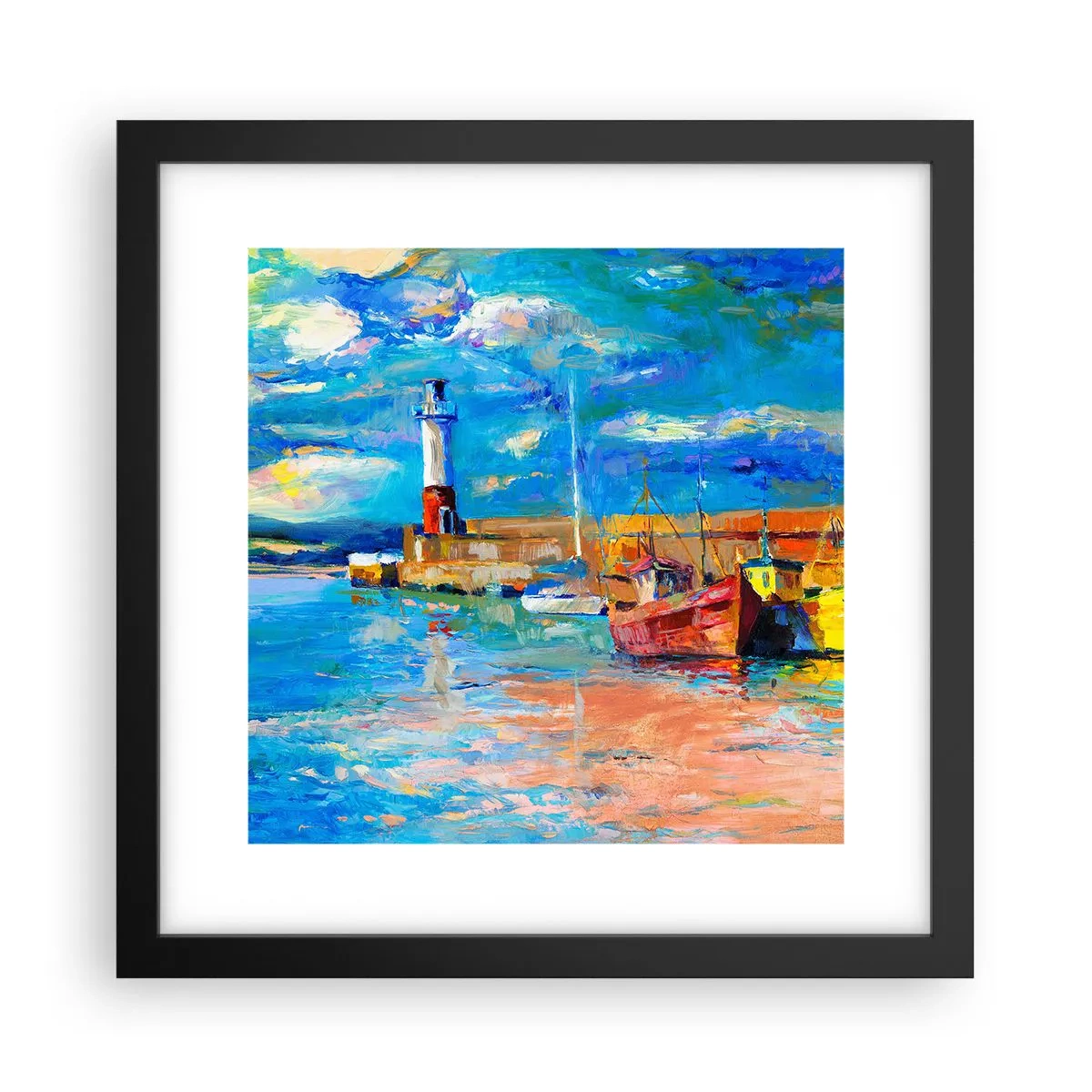Póster en marco negro - Tarde en la bahía del arco iris - 30x30 cm